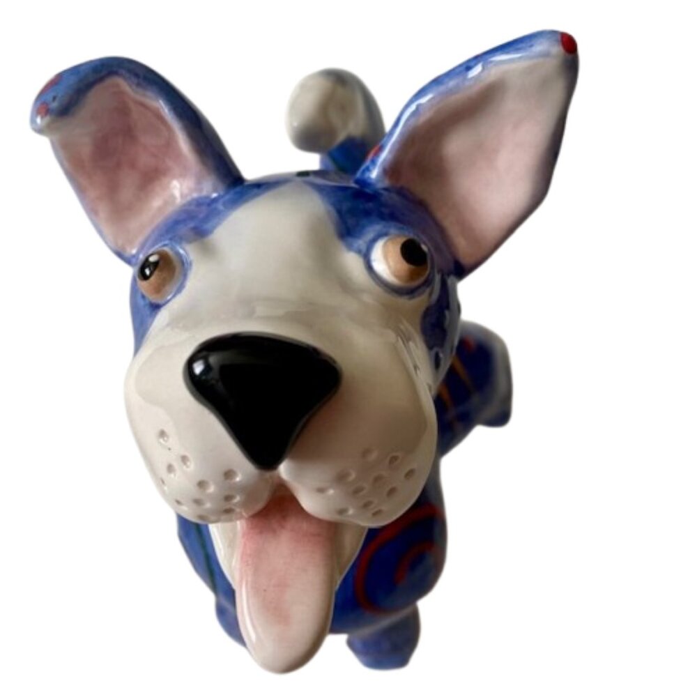 WhimsiClay Dog Figurine Ceramic Colorful Puppy Handmade Hand Painted - Picture 7 of 7
